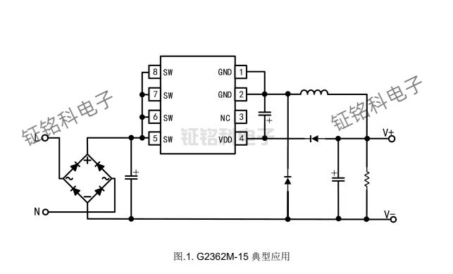 G2362X-15 芯片:凭借超强性能赋能非隔离开关电源(图1) G2362M-15 典型应用.jpg