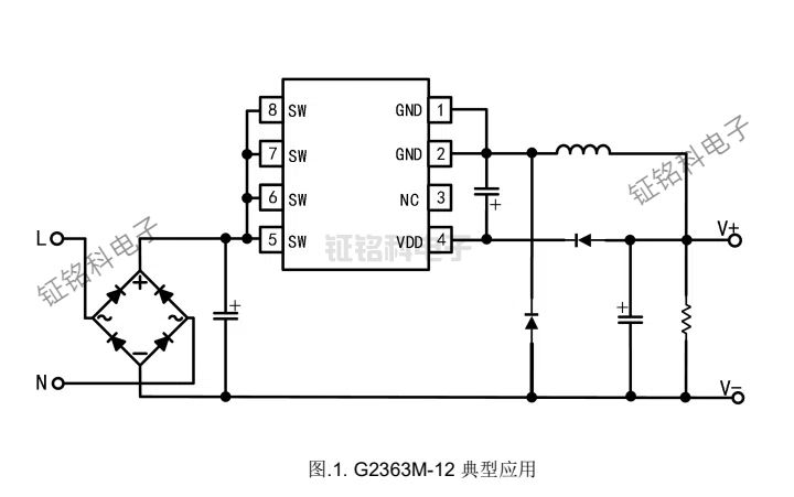 解锁 G2363X-12 芯片:非隔离交直流转换的卓越之选(图1) G2363M-12 典型应用 (1).jpg
